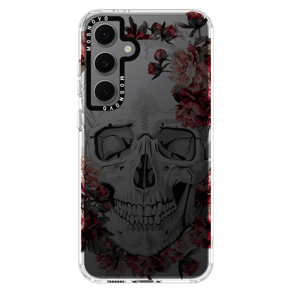 Red Flower Skull Phone Case - Samsung Galaxy S24 FE Case - MOSNOVO