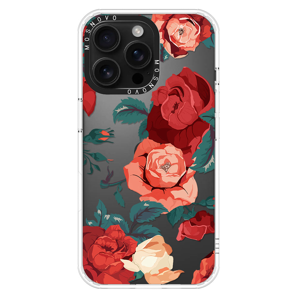 Vintage Red Rose Phone Case - iPhone 16 Pro Max Case - MOSNOVO