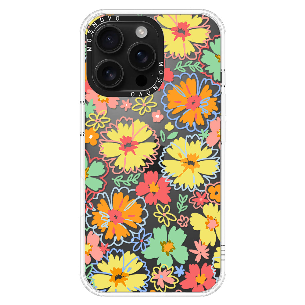 Retro Boho Hippie Flowers Phone Case - iPhone 16 Pro Max Case - MOSNOVO