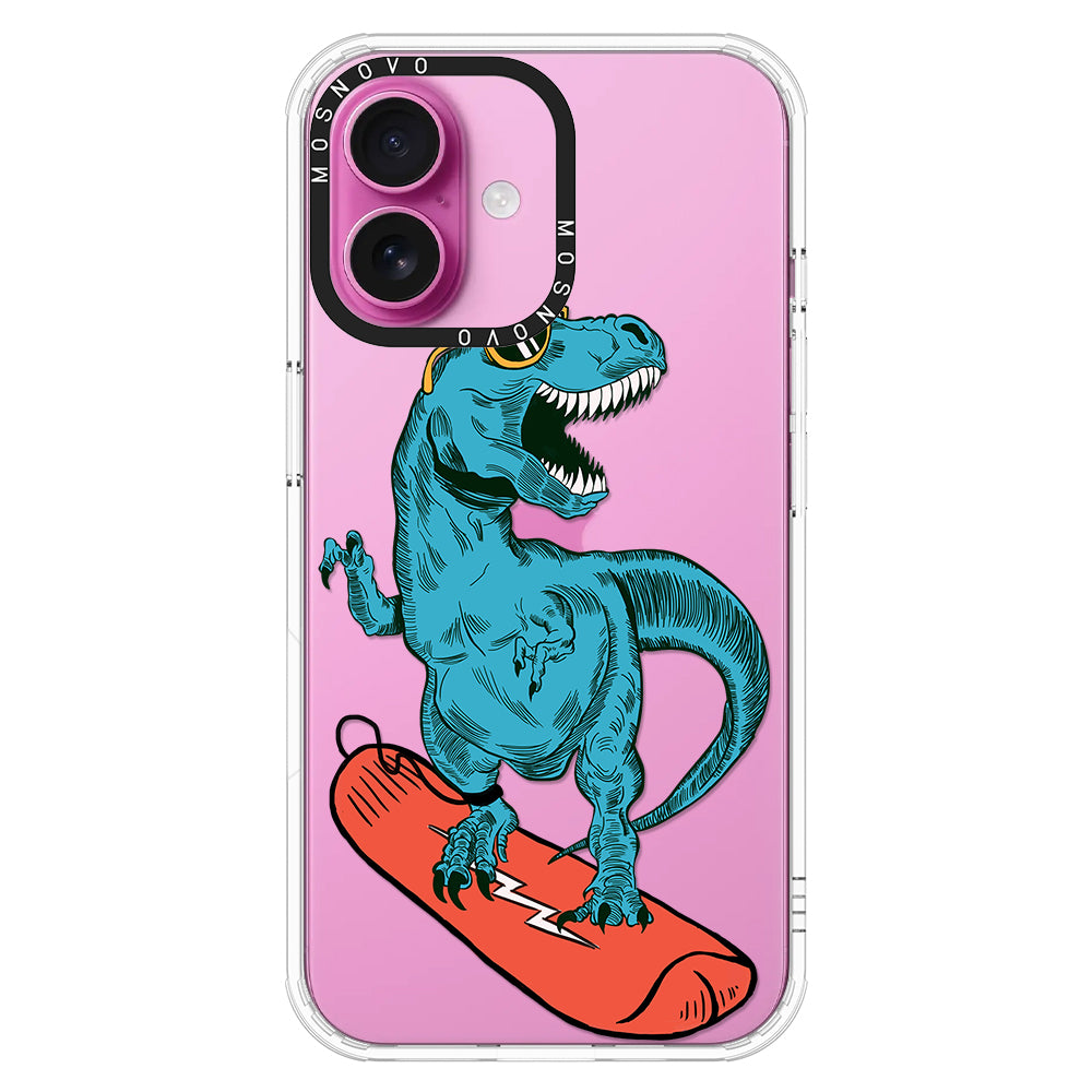 Surfing Dinosaur Phone Case - iPhone 16 Plus Case - MOSNOVO