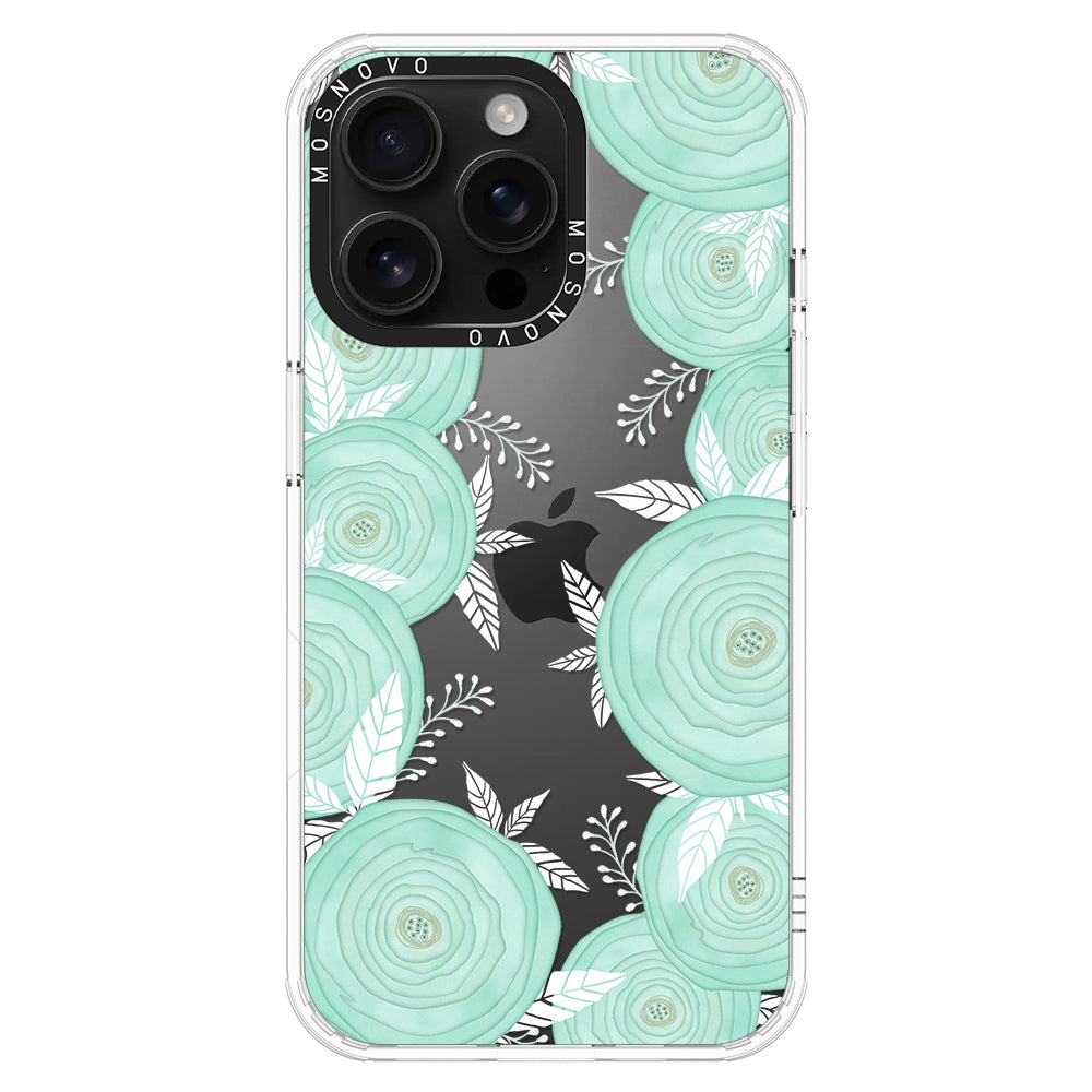 Mint Flower Phone Case - iPhone 16 Pro Max Case - MOSNOVO