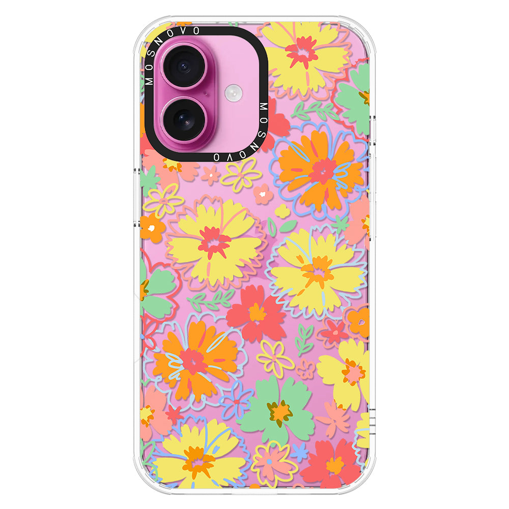 Retro Boho Hippie Flowers Phone Case - iPhone 16 Plus Case - MOSNOVO