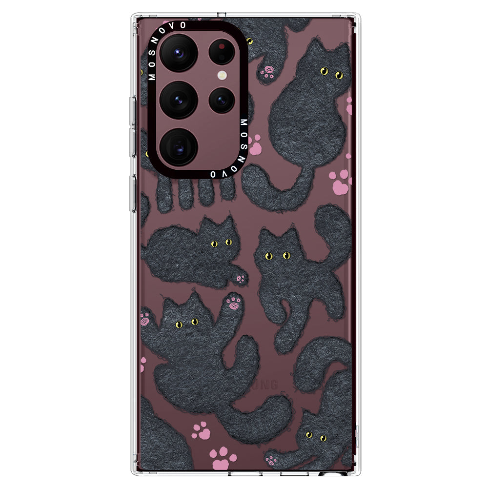 Black Furry Cat Phone Case - Samsung Galaxy S22 Ultra Case