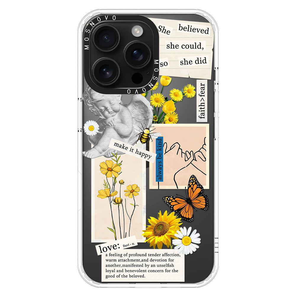 Vintage Collage Sunflower Butterfly Phone Case - iPhone 16 Pro Max Case - MOSNOVO