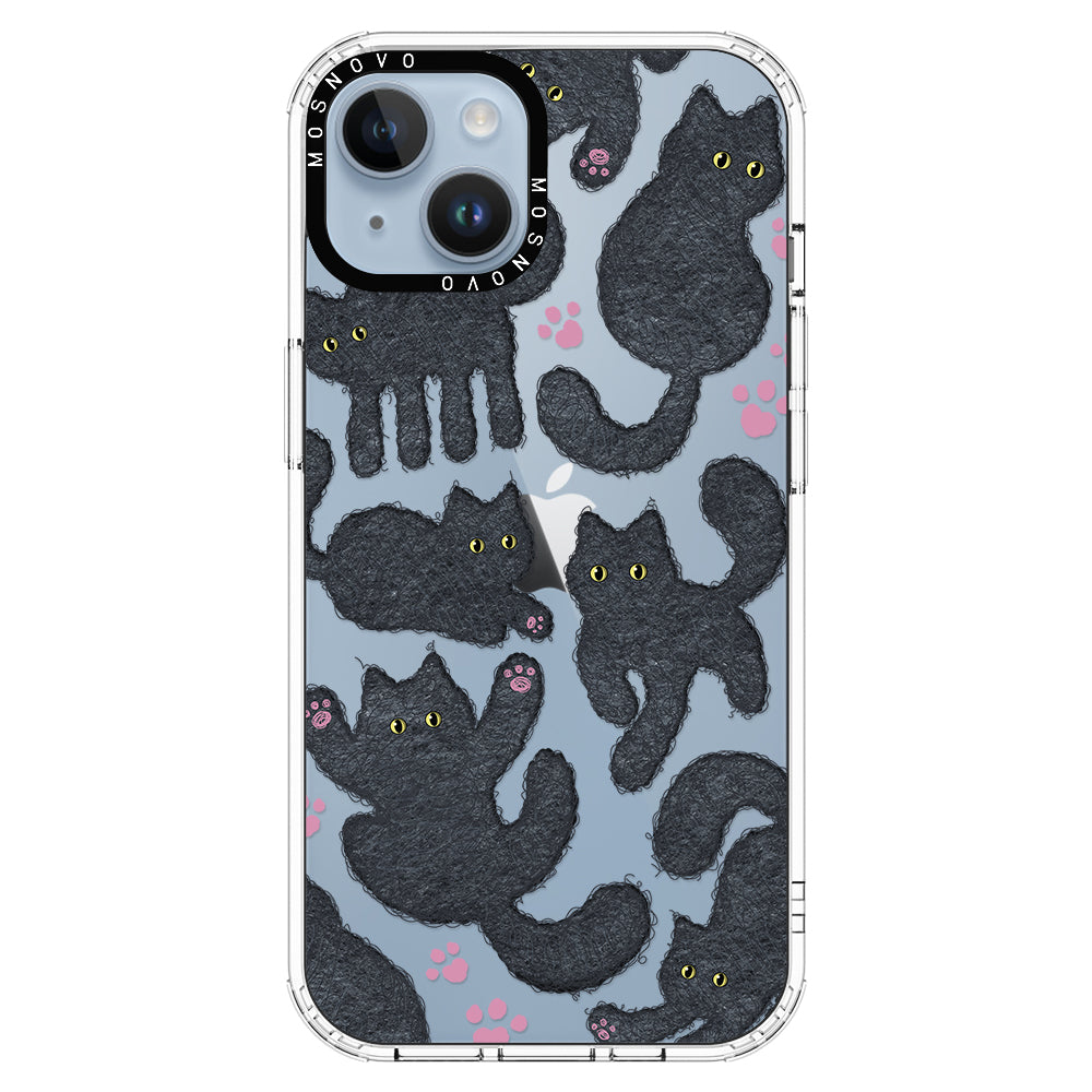 Black Furry Cat Phone Case - iPhone 14 Case