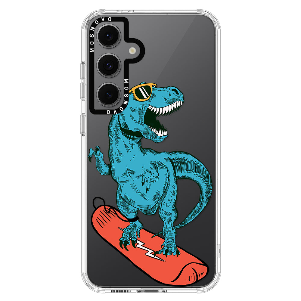 Surfing Dinosaur Phone Case - Samsung Galaxy S24 FE Case - MOSNOVO