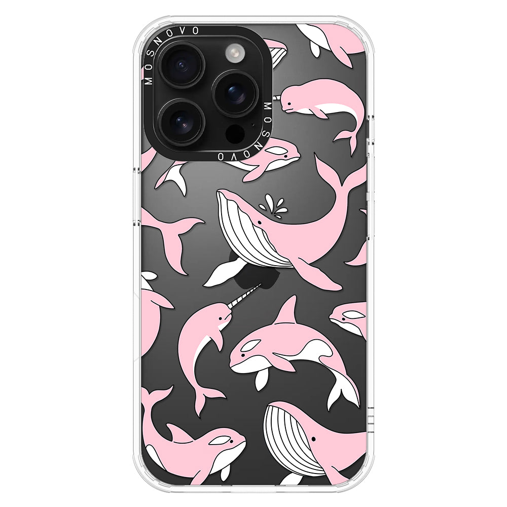 Pink Whales Phone Case - iPhone 16 Pro Max Case - MOSNOVO