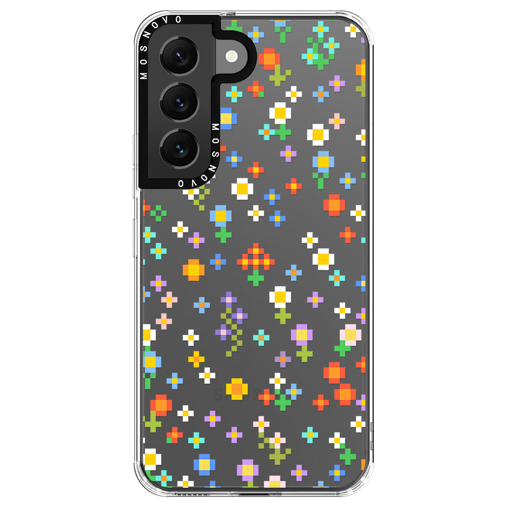 Pixel-Floral Phone Case - Samsung Galaxy S22 Case