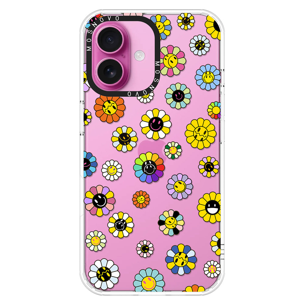 Flower Smiley Face Phone Case - iPhone 16 Plus Case - MOSNOVO