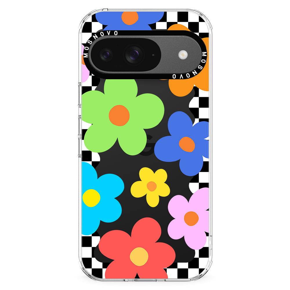 60's Checkered Floral Phone Case - Google Pixel 9 Case