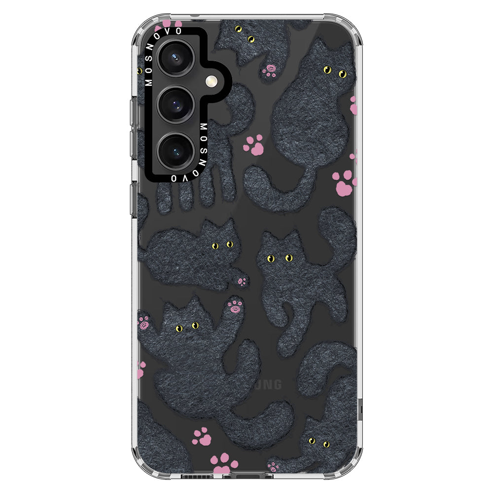 Black Furry Cat Phone Case - Samsung Galaxy S23 FE Case