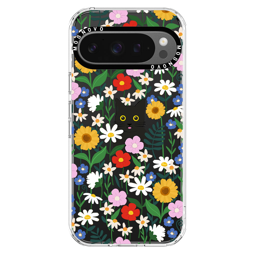 Black Cat in Garden Phone Case - Google Pixel 9 Pro XL Case