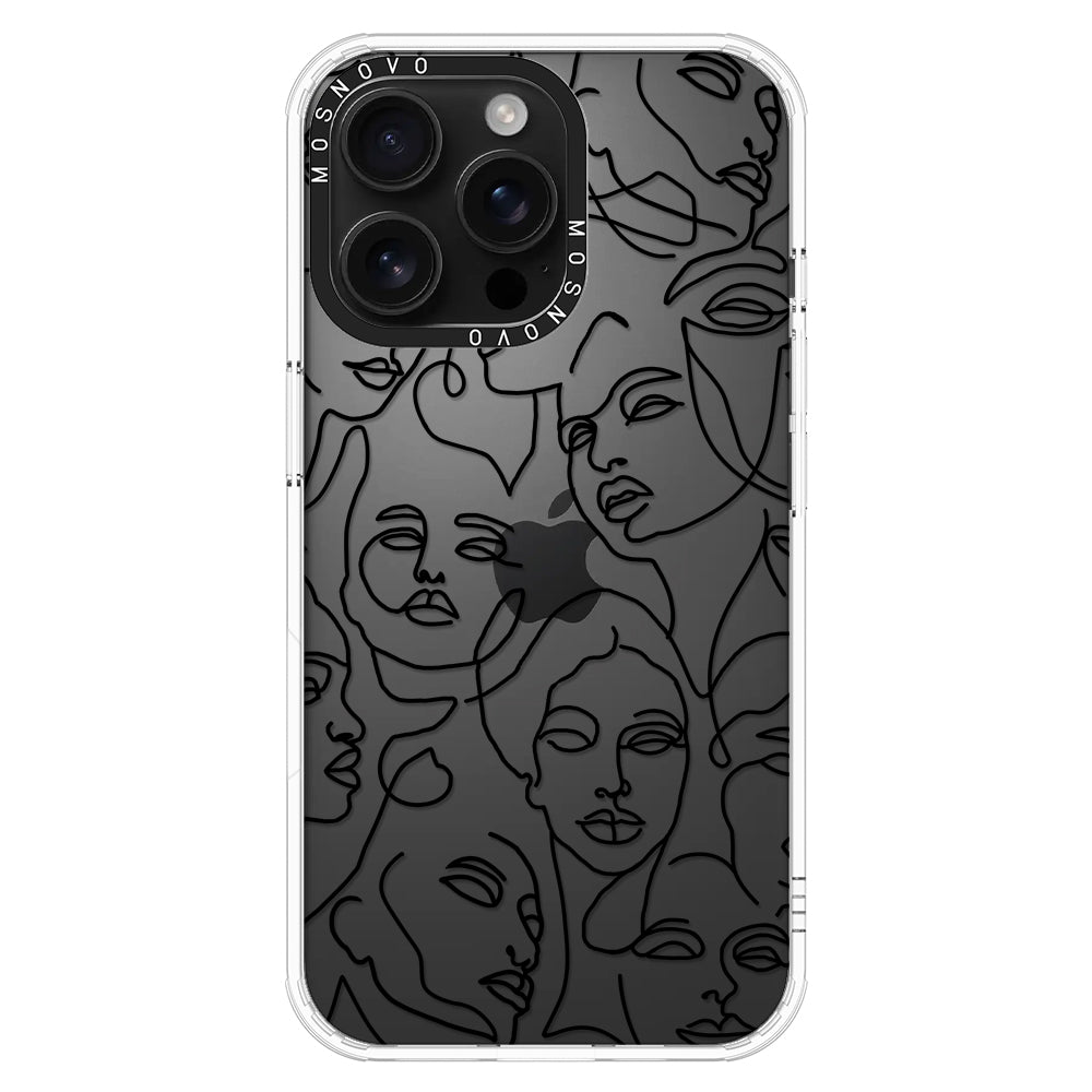 Abstract Face Line Art Phone Case - iPhone 16 Pro Max Case - MOSNOVO