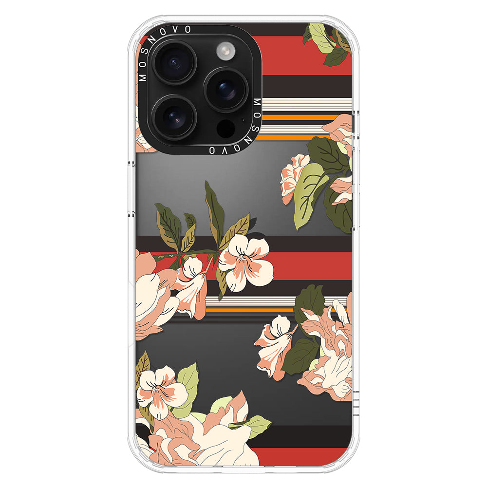 Classic Stripe Floral Phone Case - iPhone 16 Pro Max Case - MOSNOVO