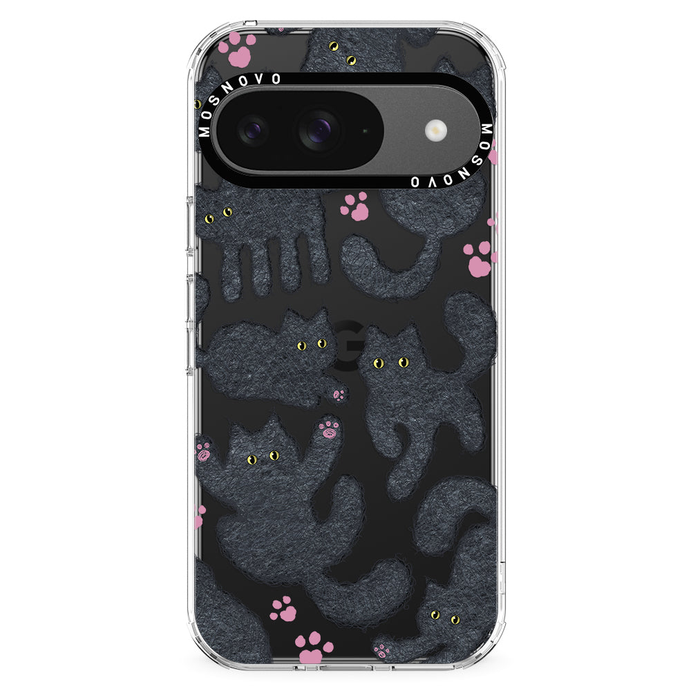 Black Furry Cat Phone Case - Google Pixel 9 Case