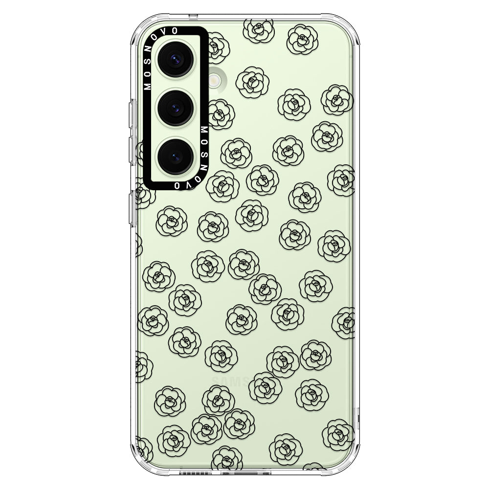 Linear Camelia Flower Phone Case - Samsung Galaxy S24 Case