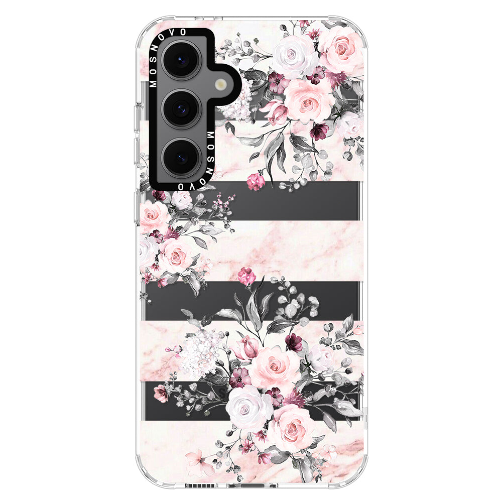 Pink Marble Flowers Phone Case - Samsung Galaxy S24 FE Case - MOSNOVO