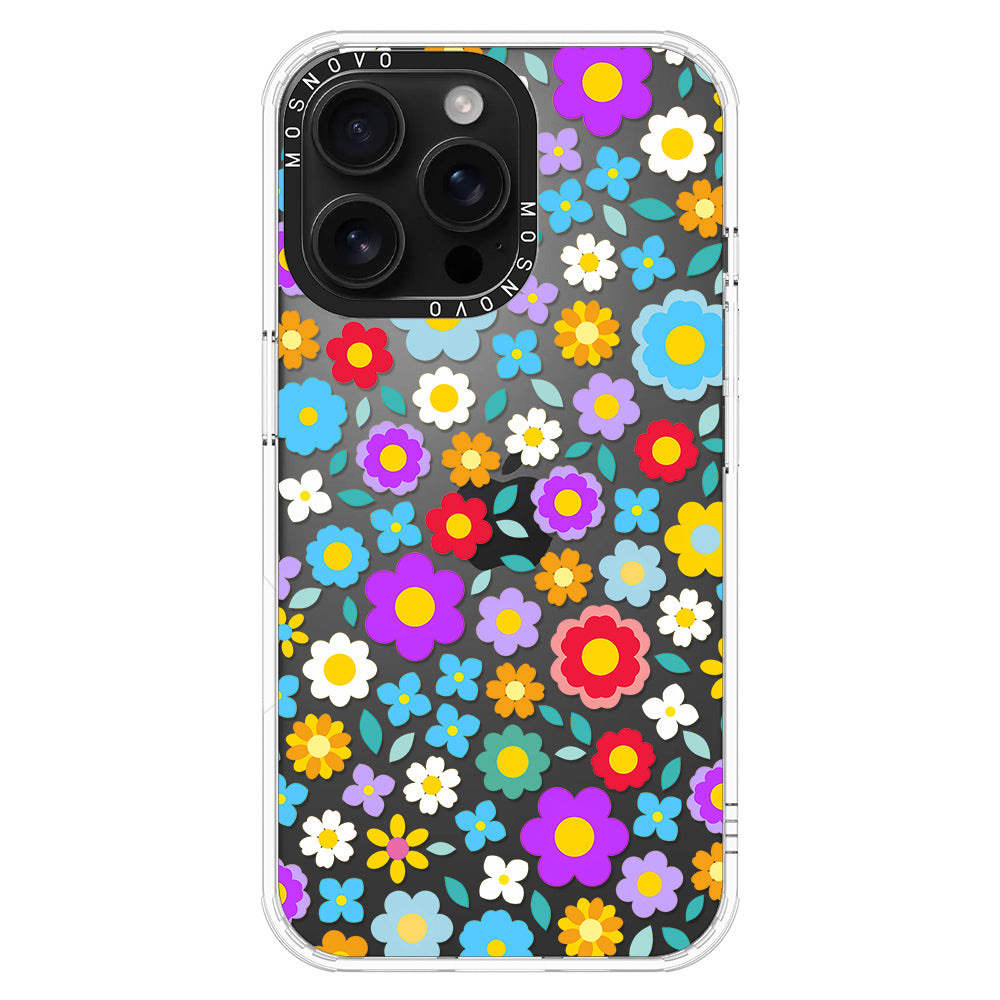 Retro Flower Phone Case - iPhone 16 Pro Max Case - MOSNOVO