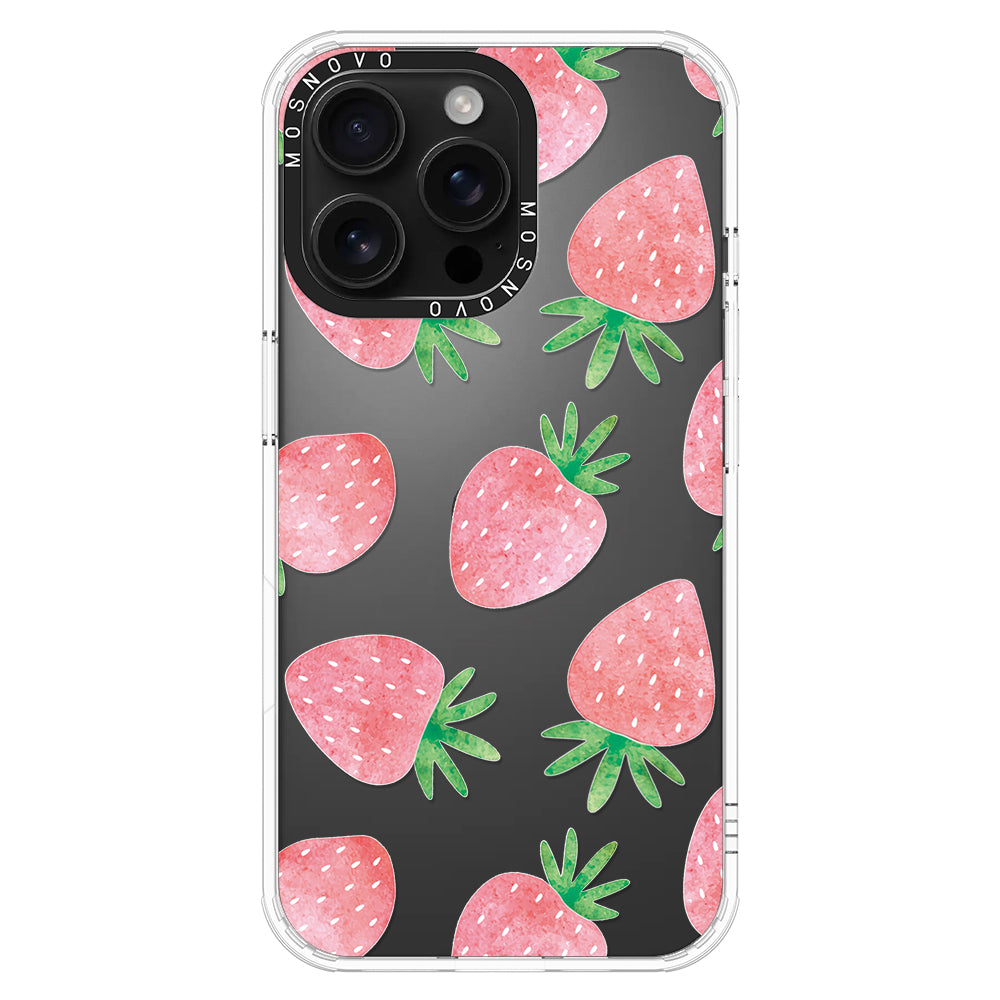 Pastel Strawberry Phone Case - iPhone 16 Pro Max Case - MOSNOVO