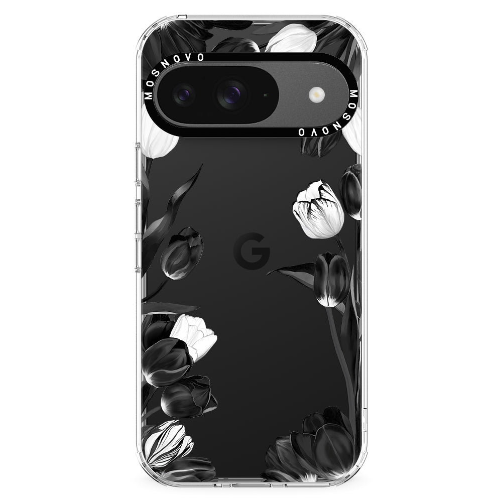 Black White Tulips Phone Case - Google Pixel 9 Case