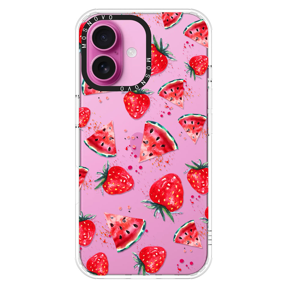 Watermelon and Strawberry Phone Case - iPhone 16 Case - MOSNOVO