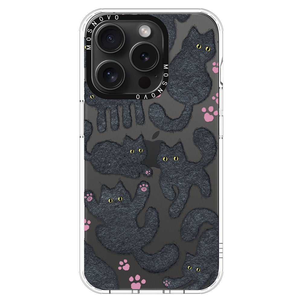 Black Furry Cat Phone Case - iPhone 15 Pro Case