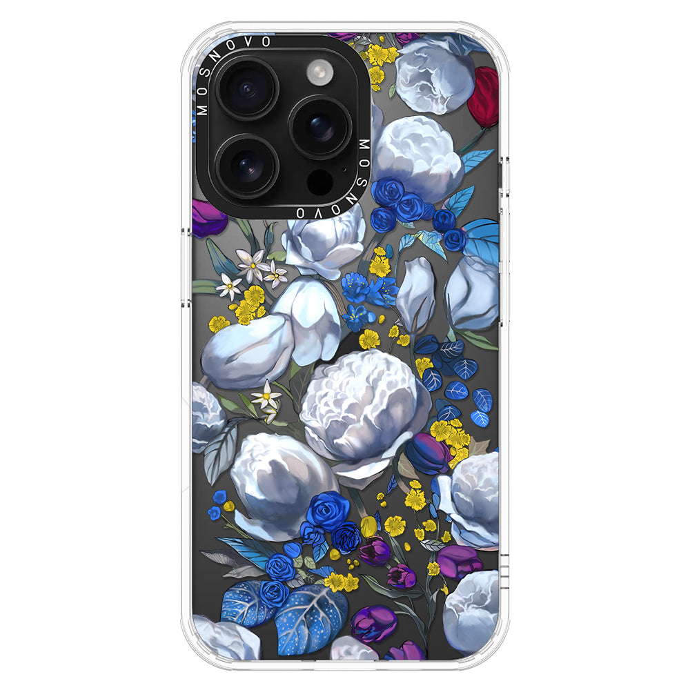 Purple Blue Floral Phone Case - iPhone 16 Pro Max Case - MOSNOVO