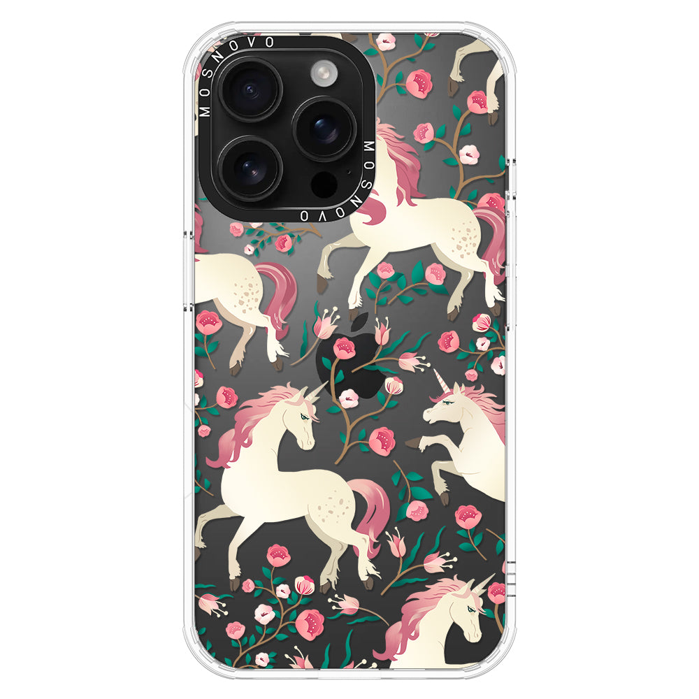 Unicorn with Floral Phone Case - iPhone 16 Pro Max Case - MOSNOVO