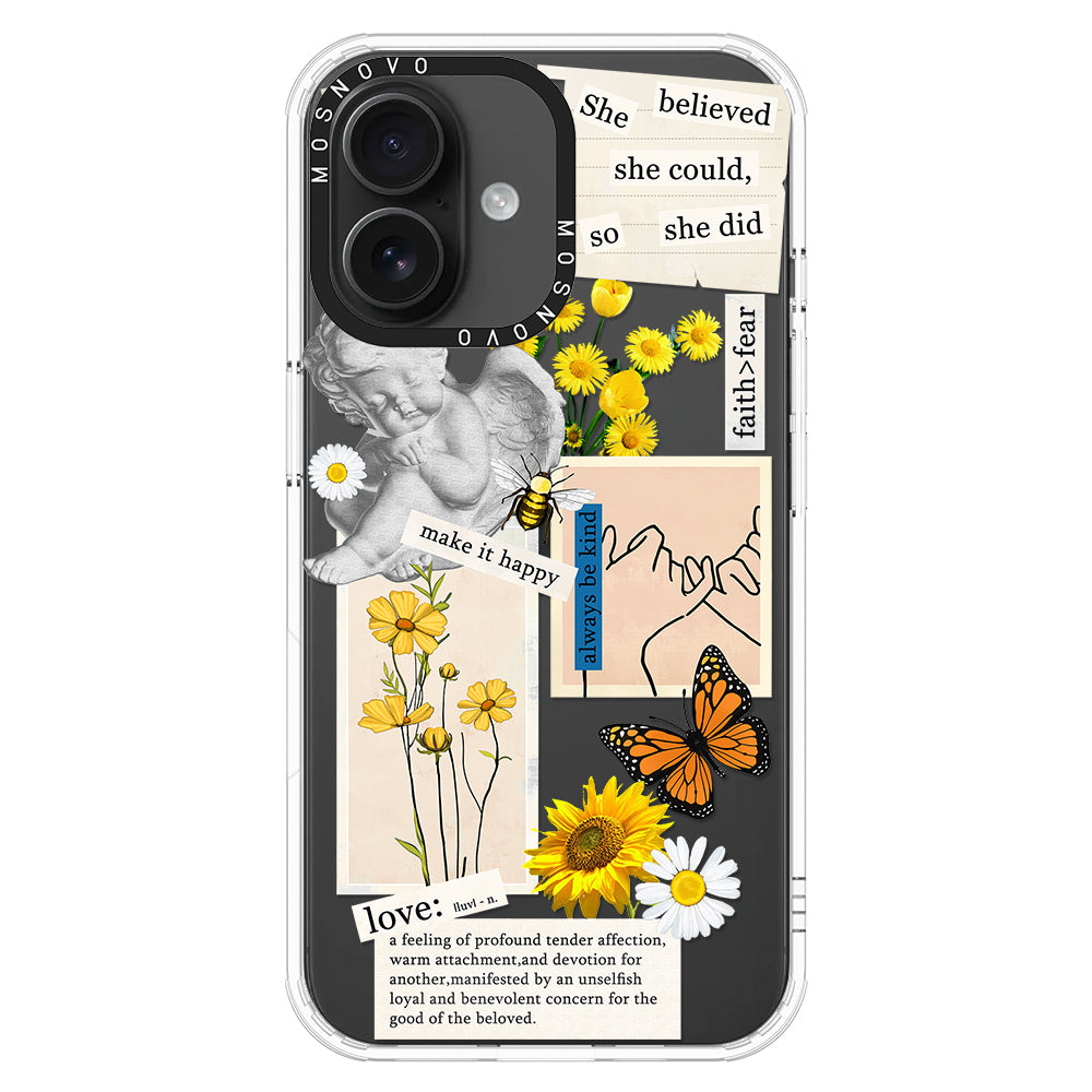 Vintage Collage Sunflower Butterfly Phone Case - iPhone 16 Case - MOSNOVO