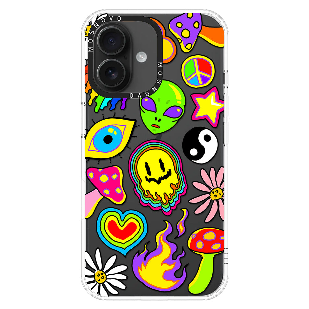 Hippie Rainbow Face Love Phone Case - iPhone 16 Case - MOSNOVO