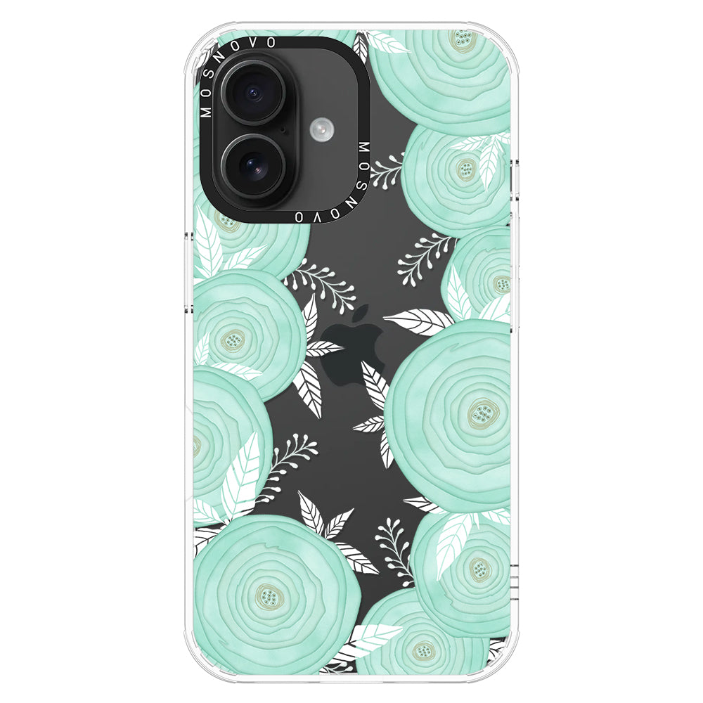 Mint Flower Phone Case - iPhone 16 Plus Case - MOSNOVO