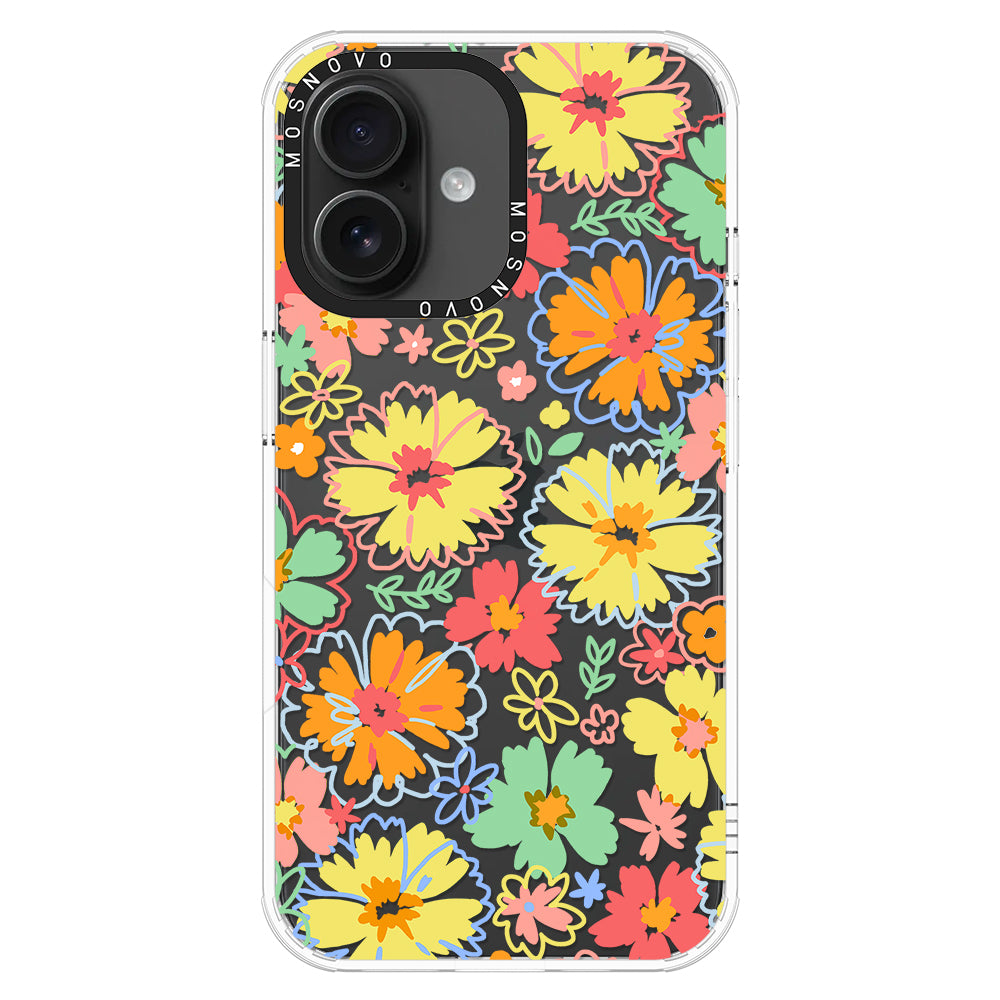 Retro Boho Hippie Flowers Phone Case - iPhone 16 Case - MOSNOVO