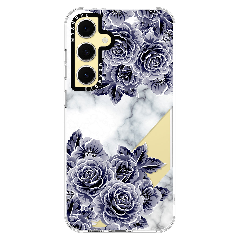 Marble with Purple Flowers Phone Case - Samsung Galaxy S24 FE Case - MOSNOVO