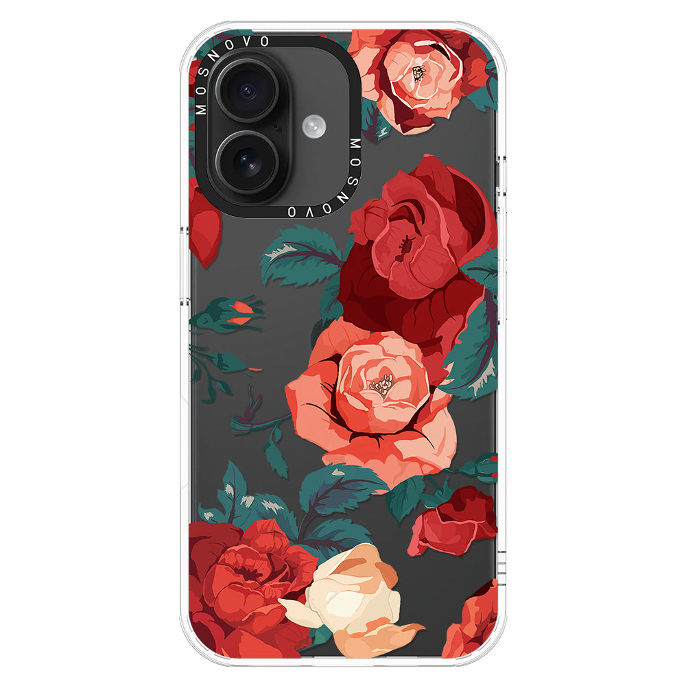 Vintage Red Rose Phone Case - iPhone 16 Case - MOSNOVO