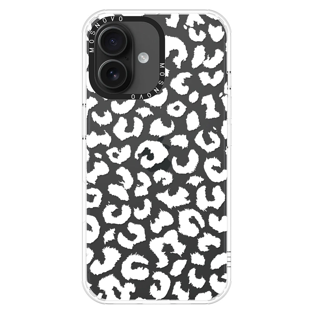 White Leopard Phone Case - iPhone 16 Plus Case - MOSNOVO