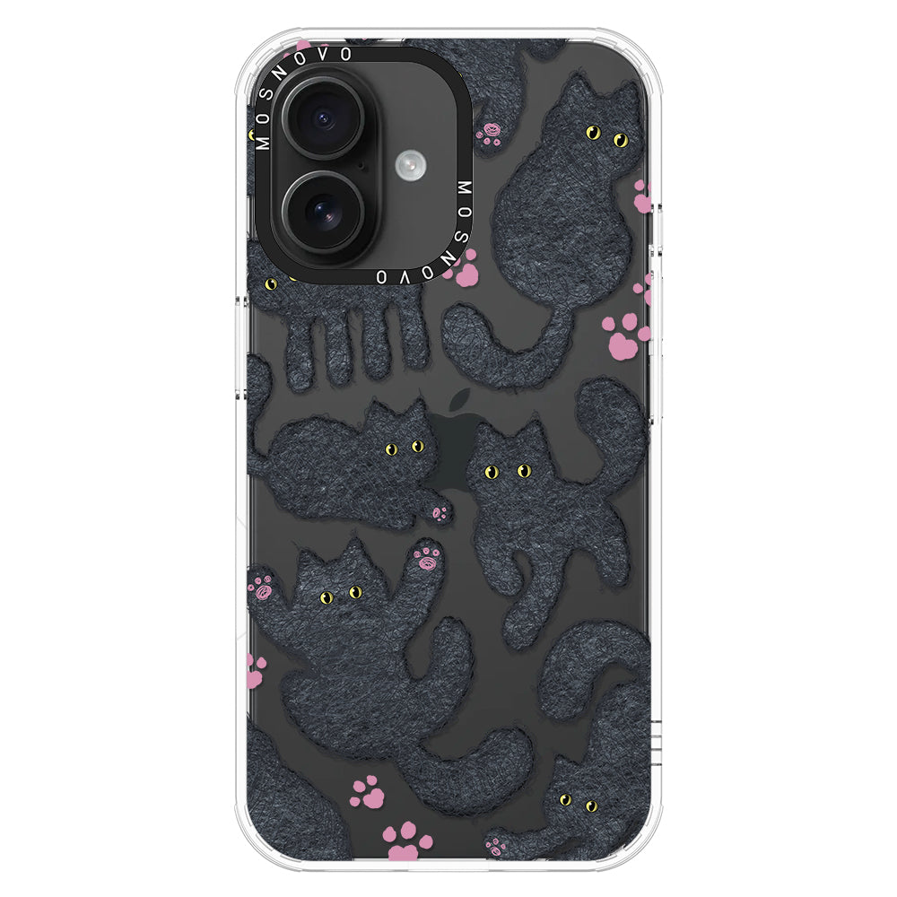 Black Furry Cat Phone Case - iPhone 16 Plus Case