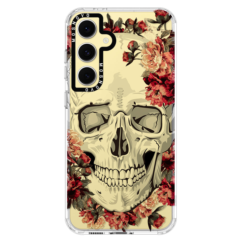 Red Flower Skull Phone Case - Samsung Galaxy S24 FE Case - MOSNOVO