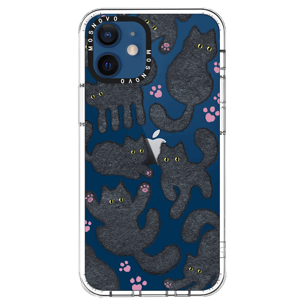 Black Furry Cat Phone Case - iPhone 12 Mini Case