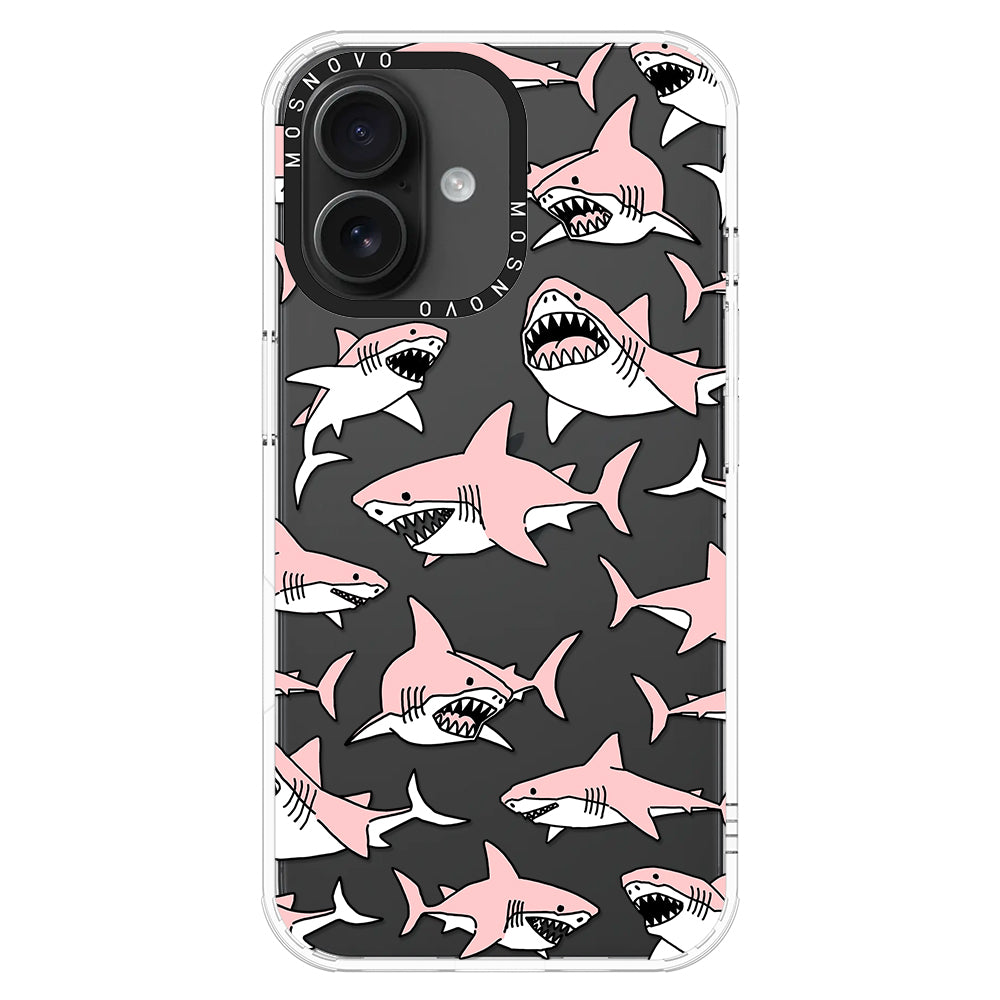 Pink Shark Phone Case - iPhone 16 Plus Case - MOSNOVO