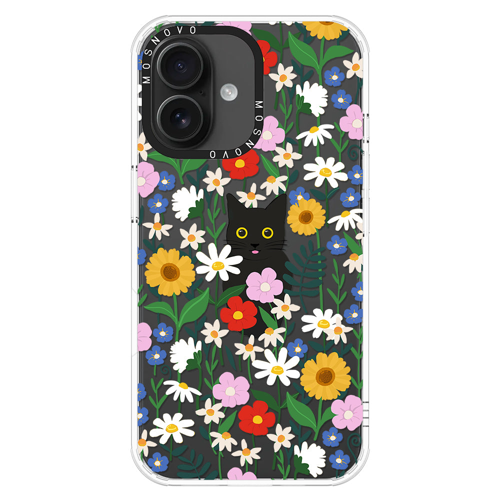 Black Cat in Garden Phone Case - iPhone 16 Plus Case - MOSNOVO