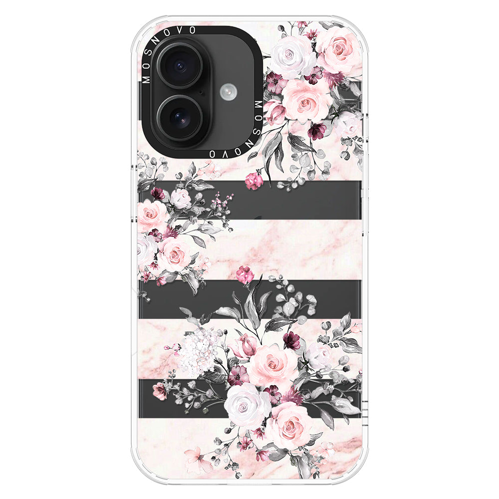 Pink Marble Flowers Phone Case - iPhone 16 Case - MOSNOVO