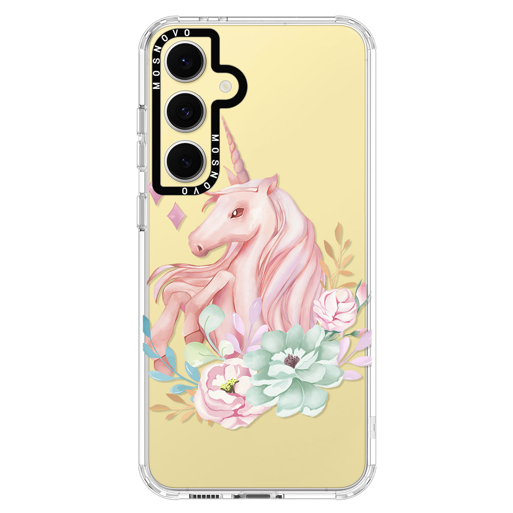 Elegant Flowers Unicorn Phone Case - Samsung Galaxy S24 FE Case - MOSNOVO