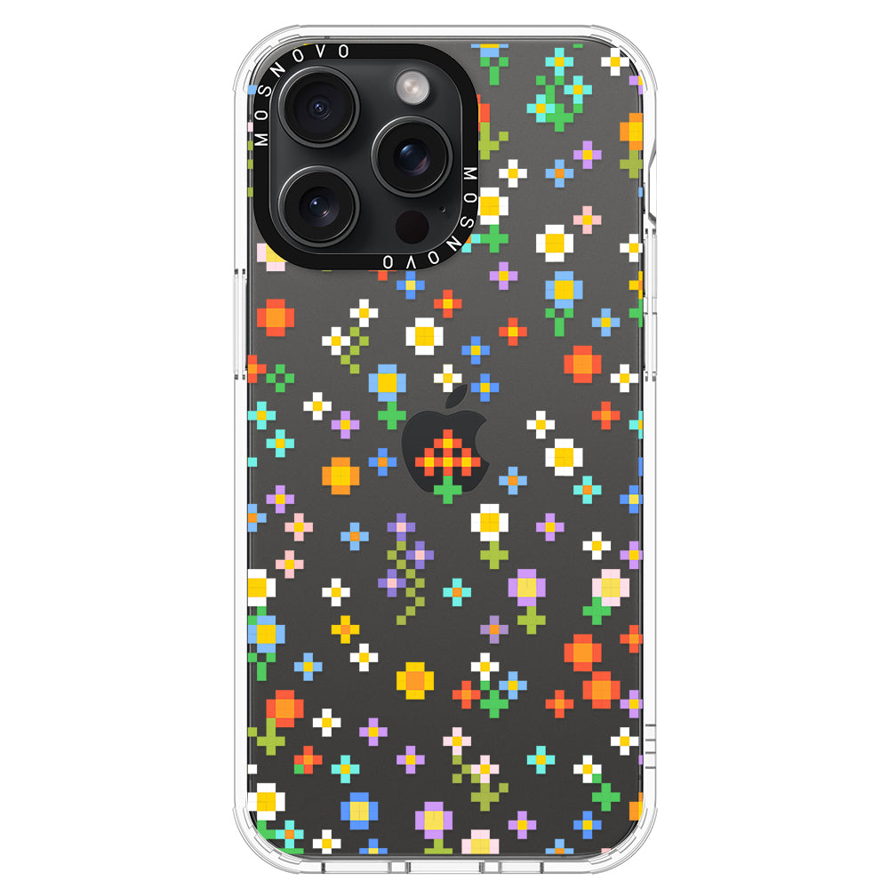 Pixel-Floral Phone Case - iPhone 15 Pro Max Case