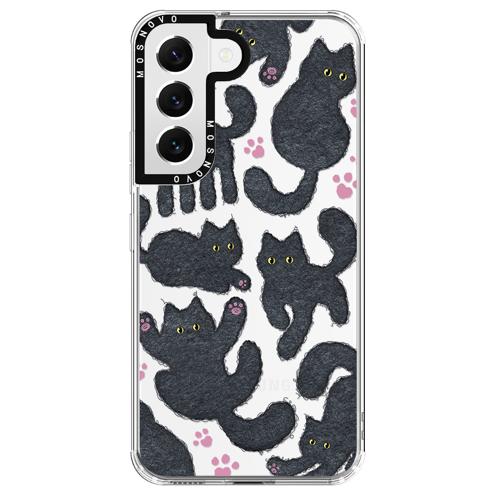 Black Furry Cat Phone Case - Samsung Galaxy S22 Plus Case