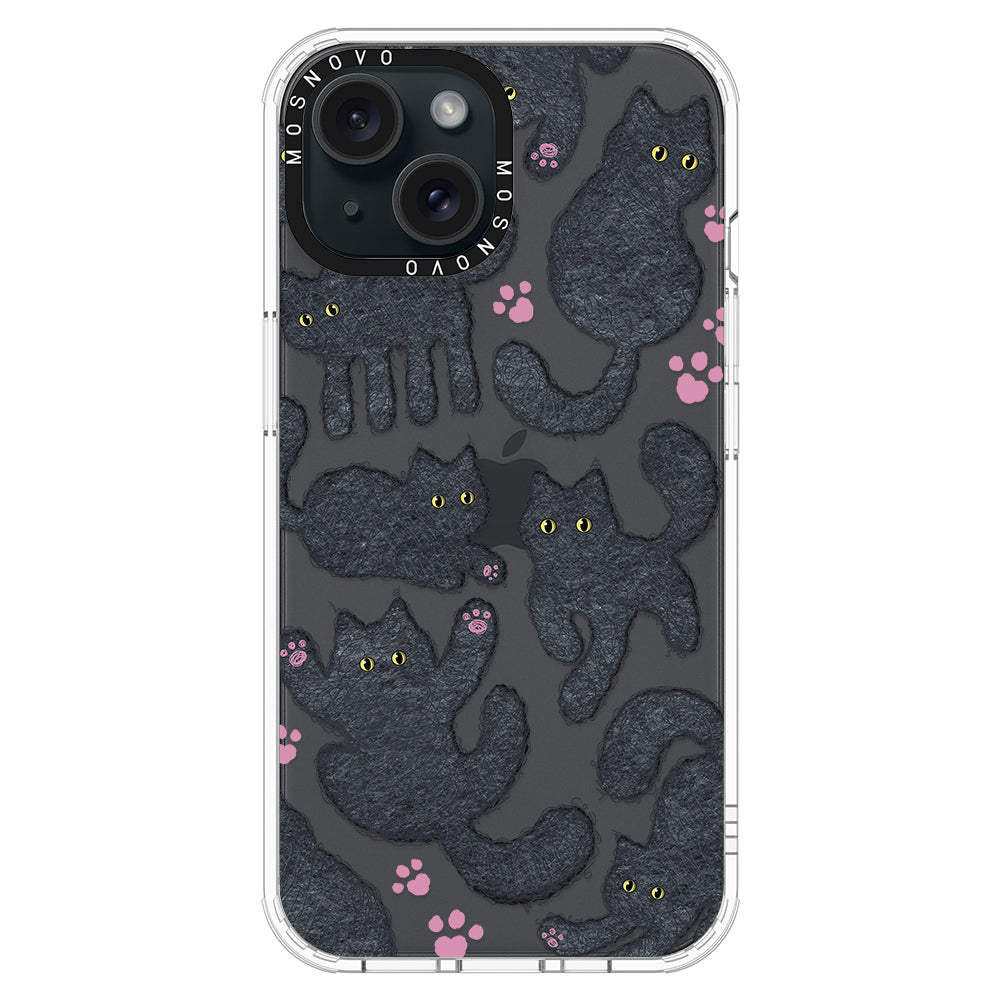 Black Furry Cat Phone Case - iPhone 15 Case