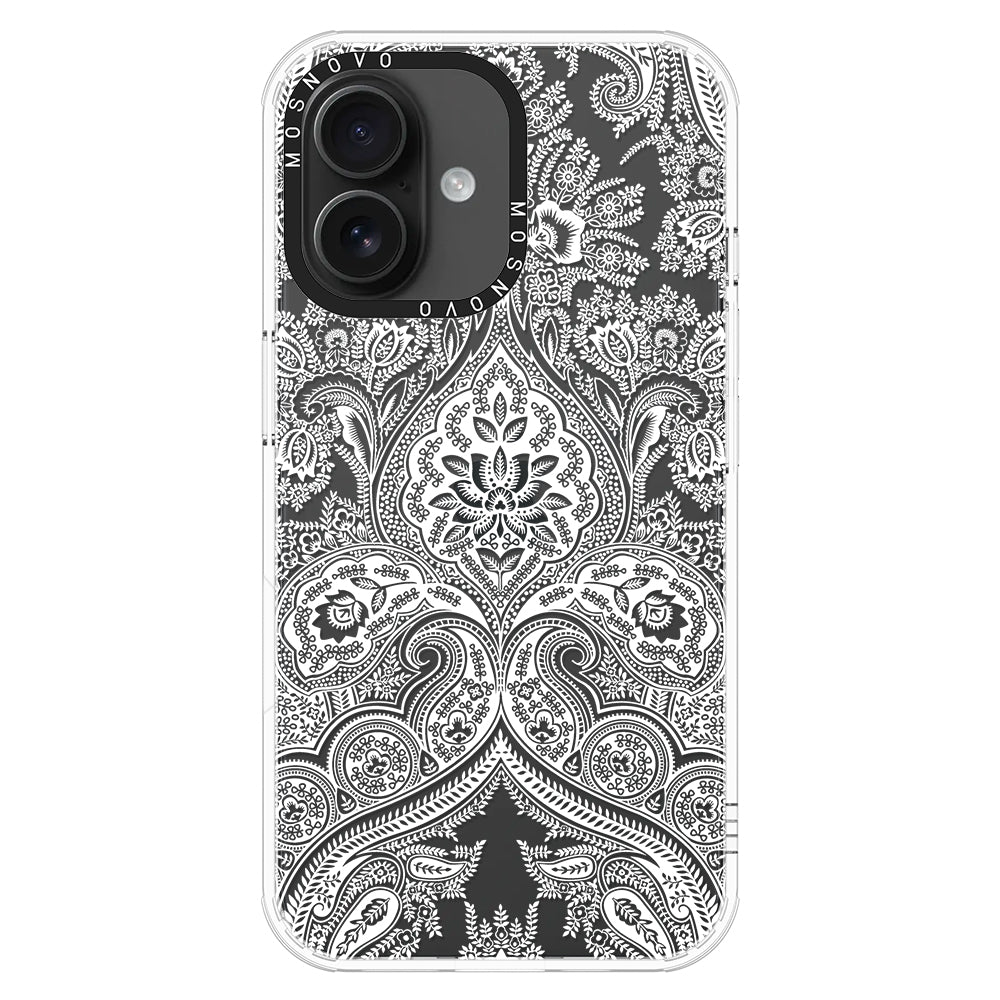 White Damask Phone Case - iPhone 16 Plus Case - MOSNOVO