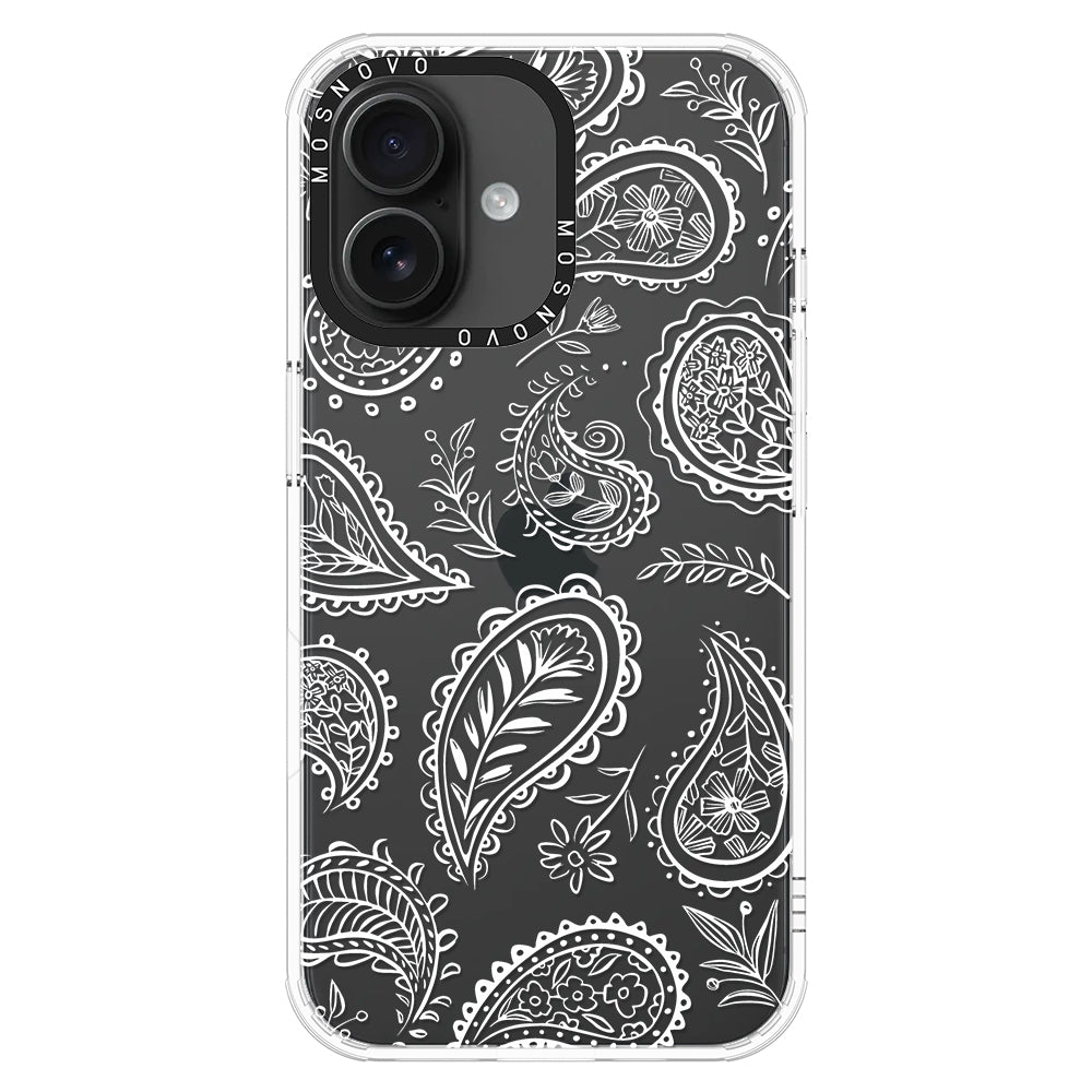 White Paisley Phone Case - iPhone 16 Case - MOSNOVO