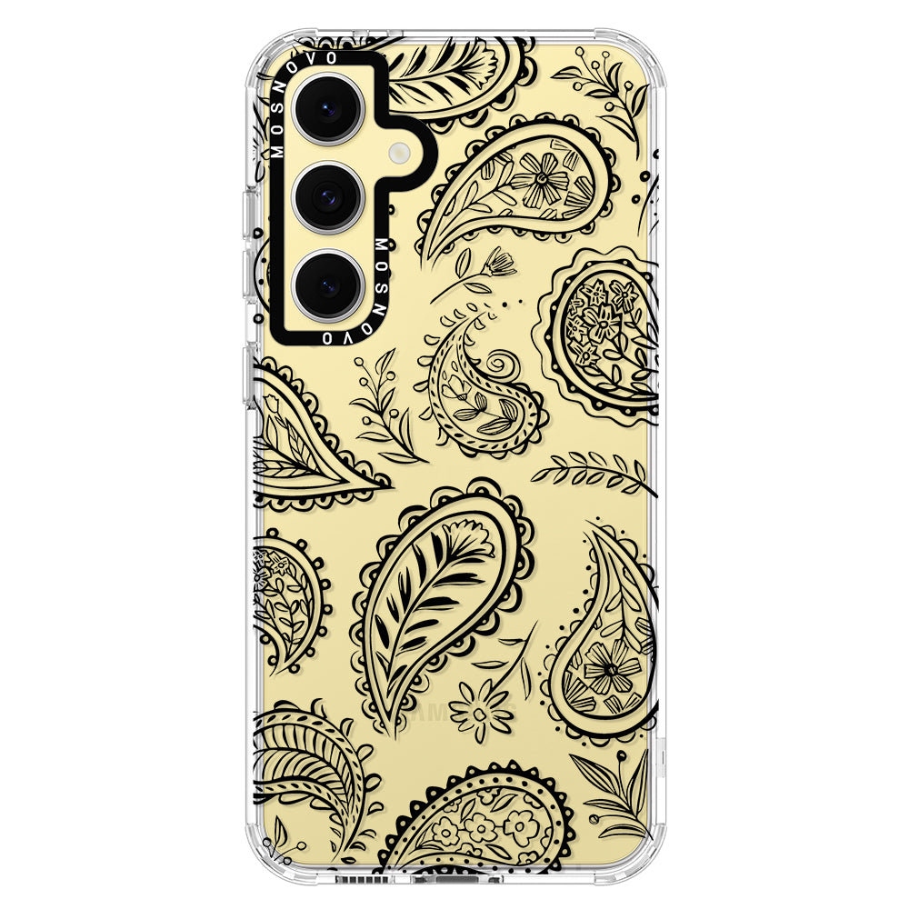 Black Paisley Phone Case - Samsung Galaxy S24 FE Case - MOSNOVO