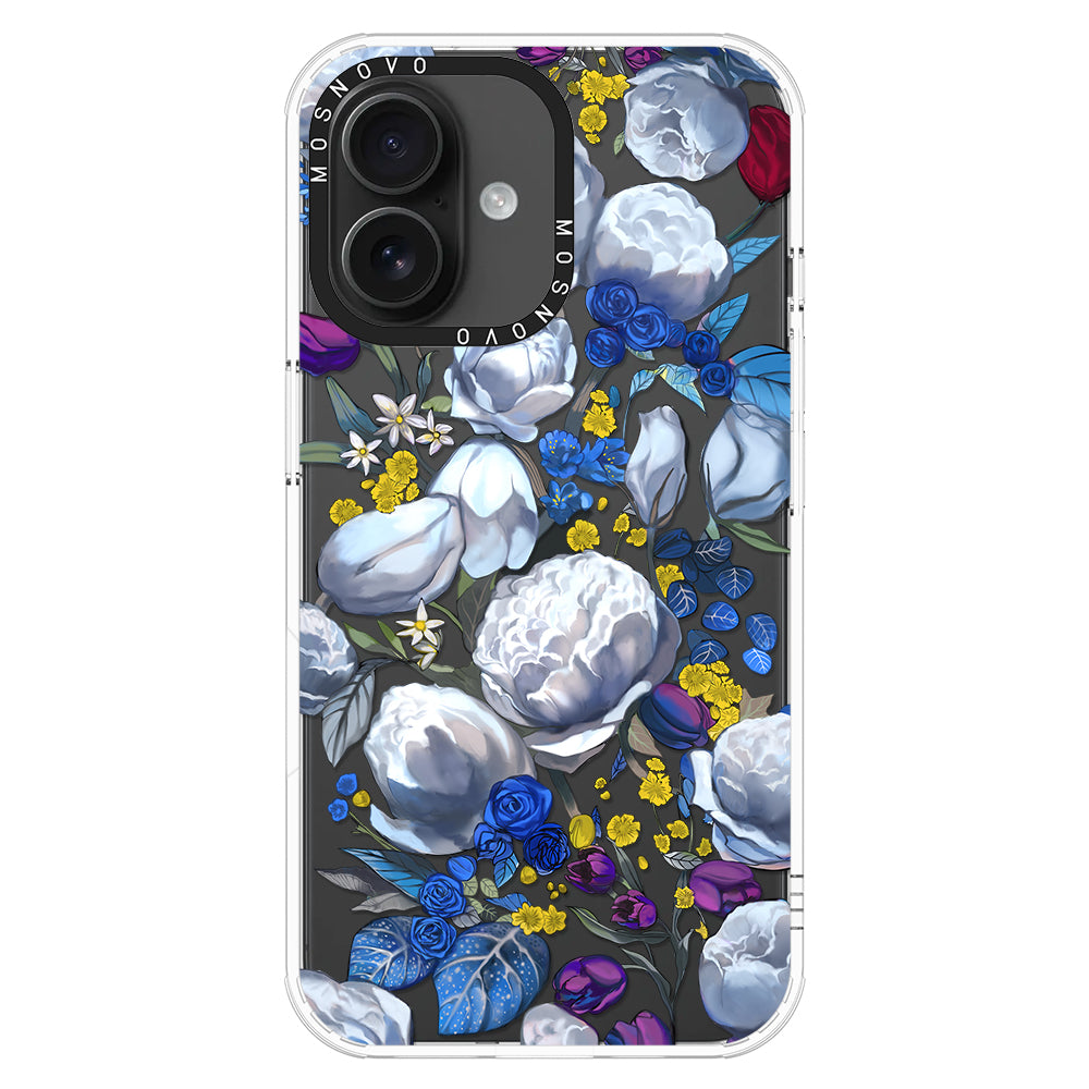 Purple Blue Floral Phone Case - iPhone 16 Plus Case - MOSNOVO