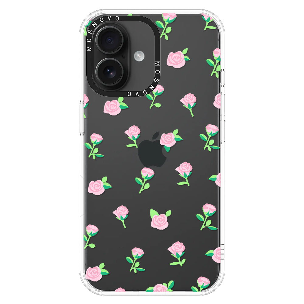 Pink Rose Floral Phone Case - iPhone 16 Plus Case - MOSNOVO